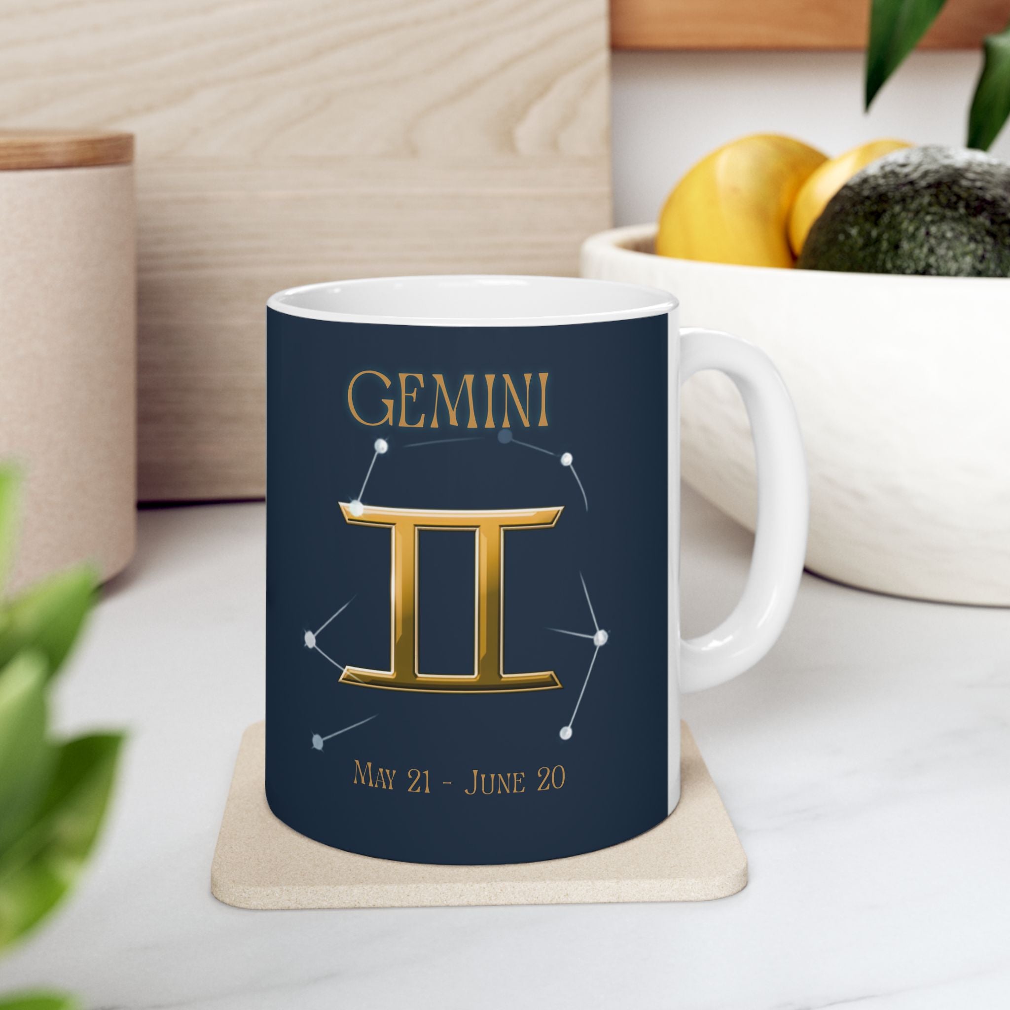 Gemini Constellation Ceramic Mug — Zodiac Astrology Coffee Cup (11oz/15oz)