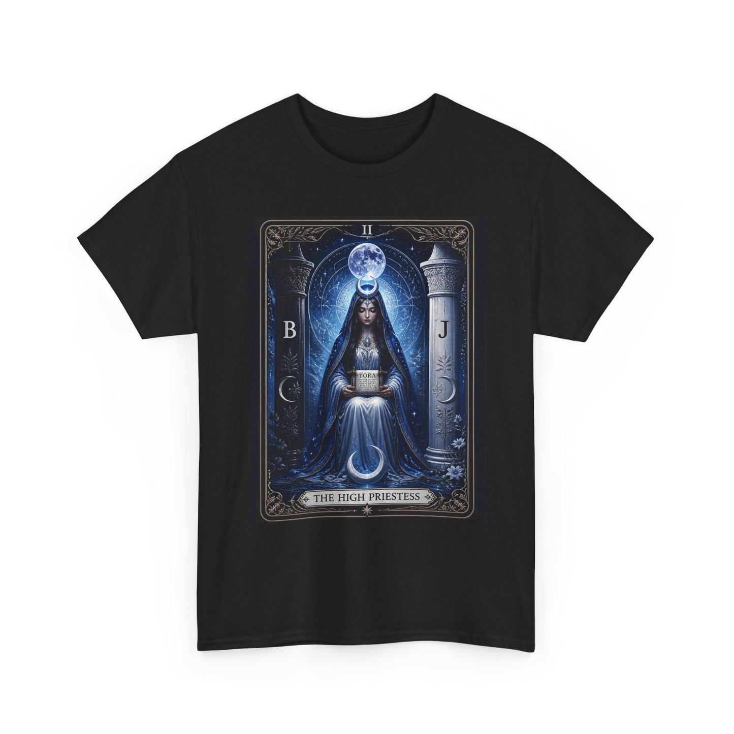 The High Priestess Tarot T-Shirt — Mystical Moon Spiritual Tee