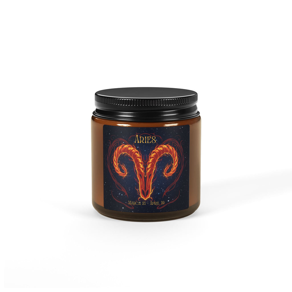 Aries Zodiac Soy Candle — Amber Jar Scented Candle (Multi-Size)