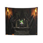 Ritual Sorcerers Wall Tapestry — Gothic Cauldron & Hooded Figures Tapestry
