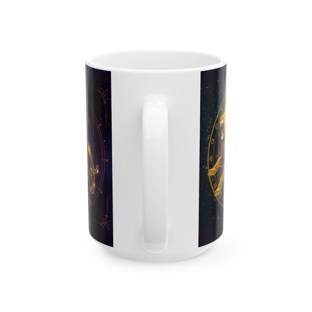 Leo Zodiac Ceramic Mug — Gold Constellation Astrology Coffee Cup (11oz & 15oz)