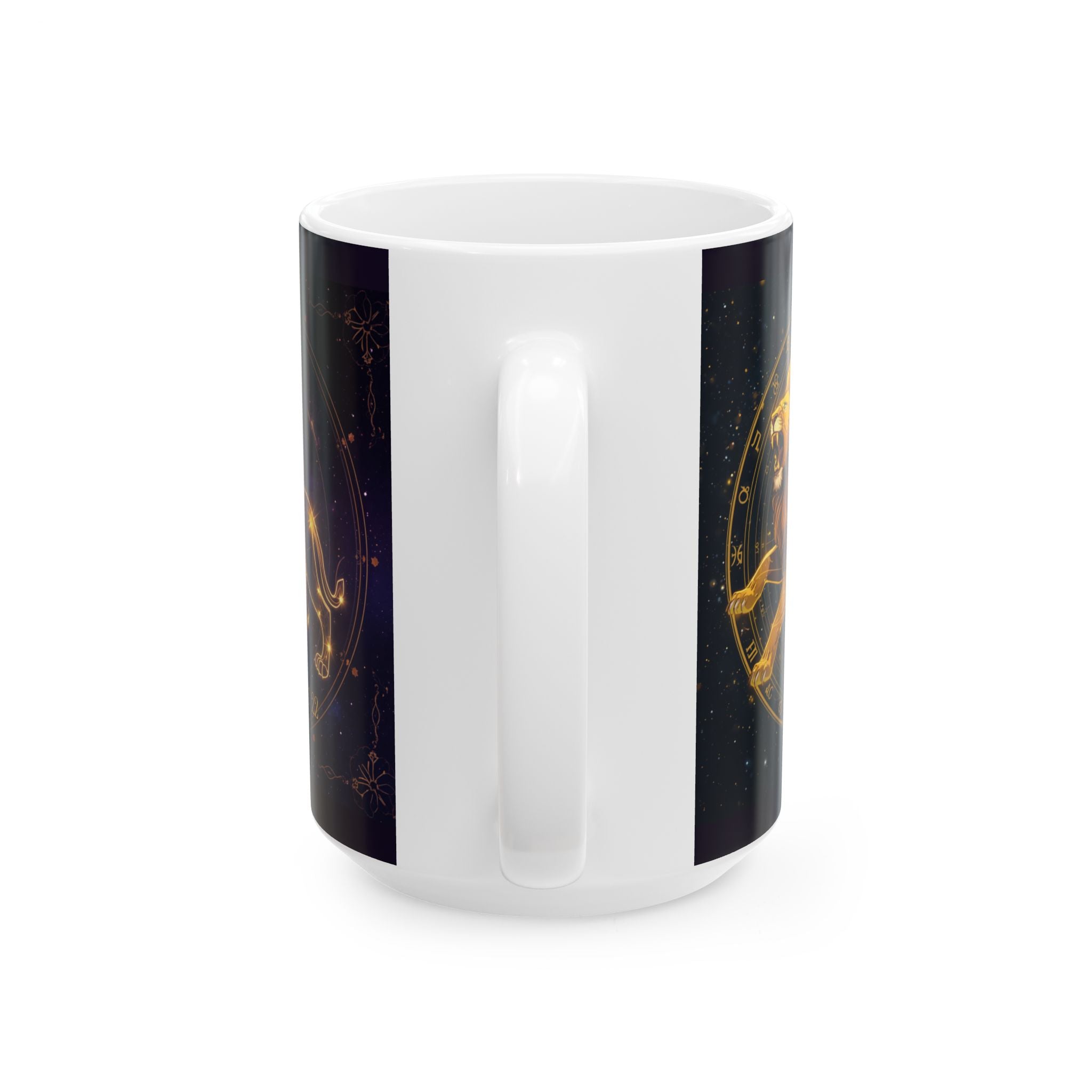 Leo Zodiac Ceramic Mug — Gold Constellation Astrology Coffee Cup (11oz & 15oz)