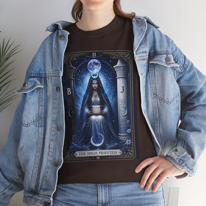 The High Priestess Tarot T-Shirt — Mystical Moon Spiritual Tee