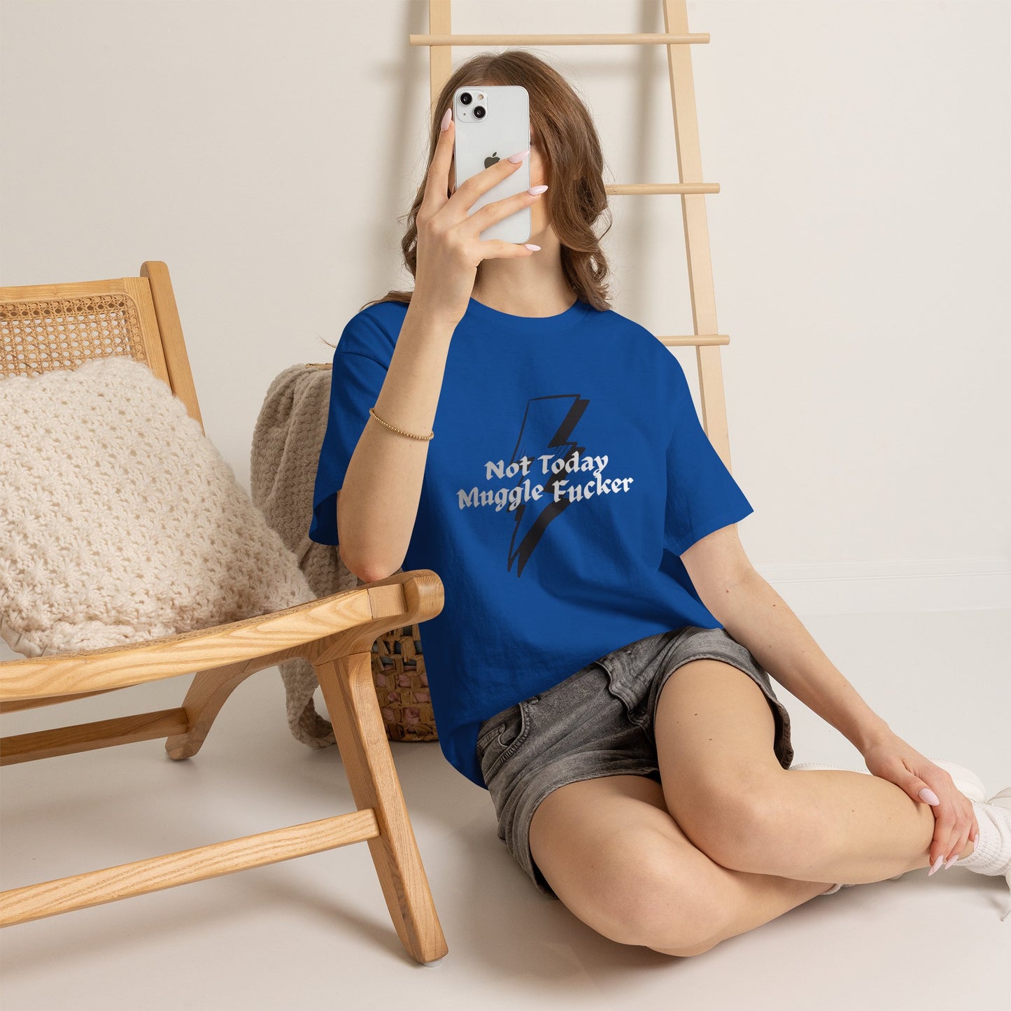 Lightning Bolt Graphic Tee – "Not Today Muggle" Minimalist Fan T‑Shirt