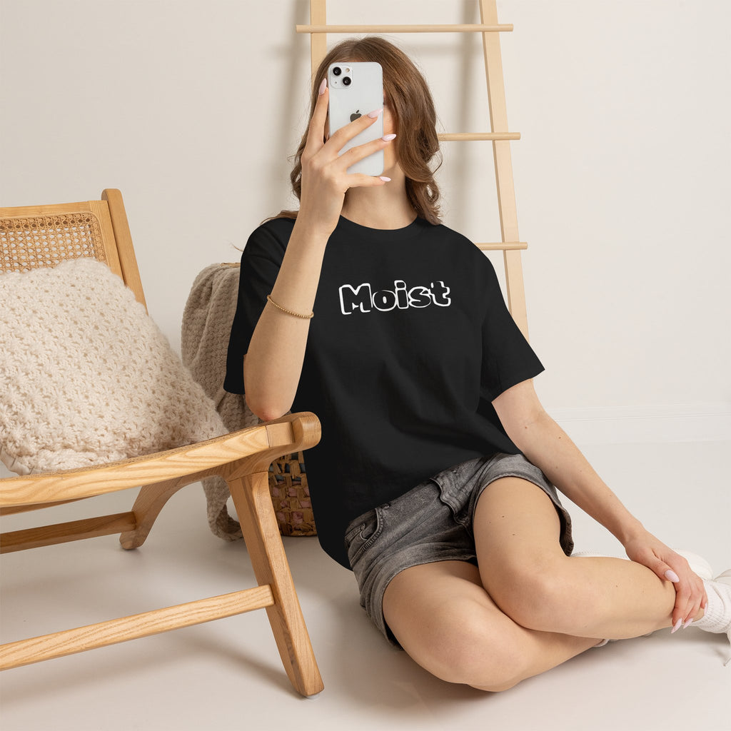 Moist Graphic Tee — Bold Retro Text Shirt