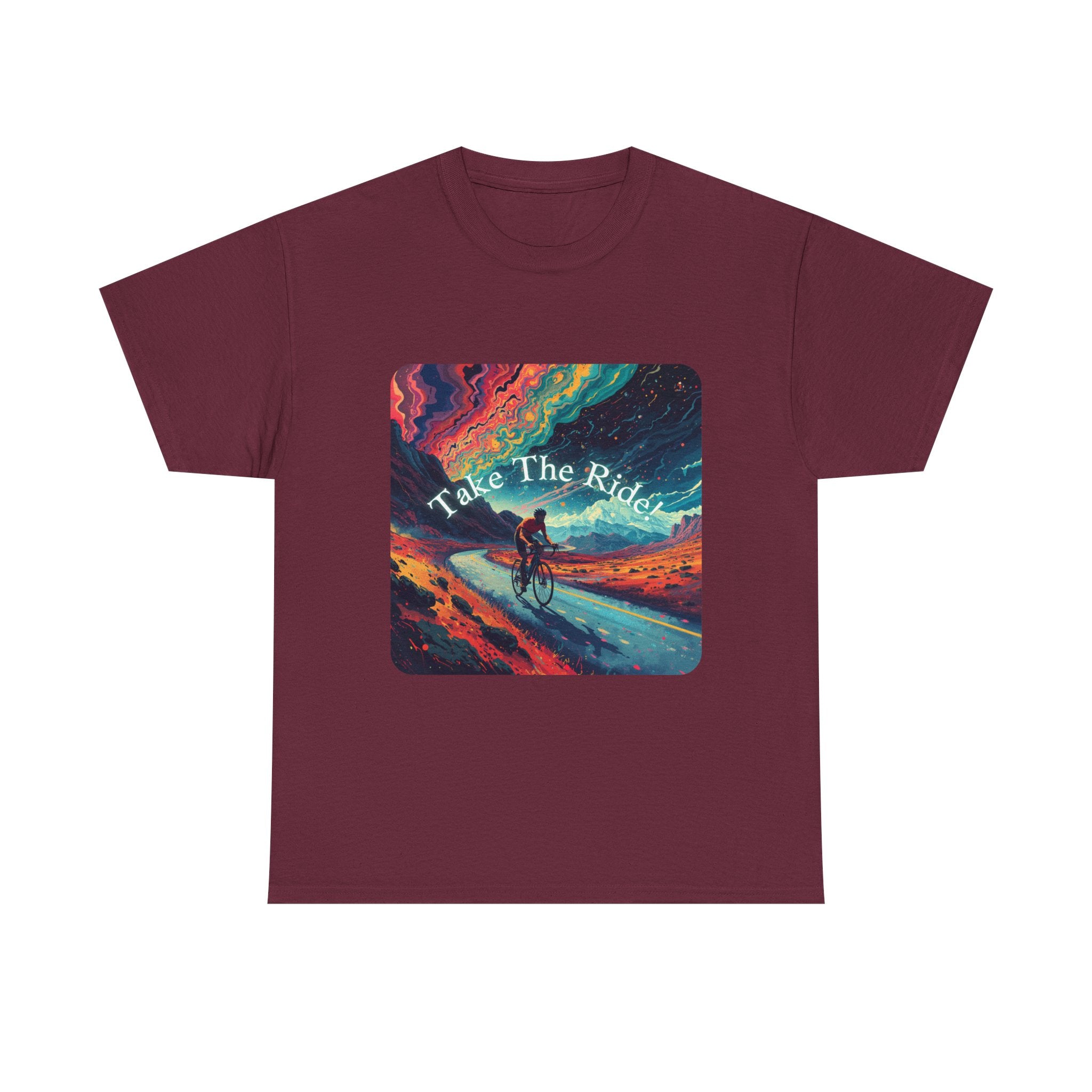 Take The Ride bicycle sunset design Tee | cycling shirt, adventure graphic