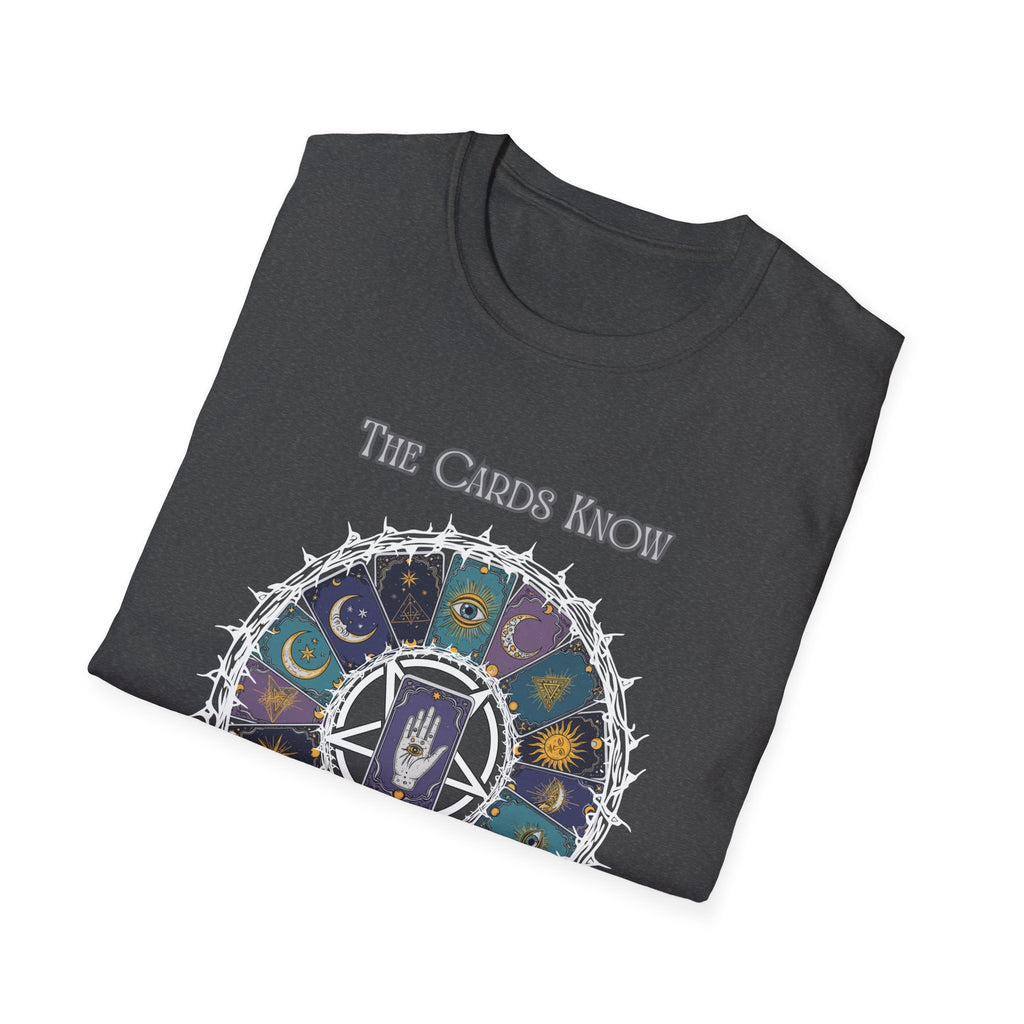 Tarot T-Shirt — "The Cards Know" Mystic Tarot Deck Circle Tee