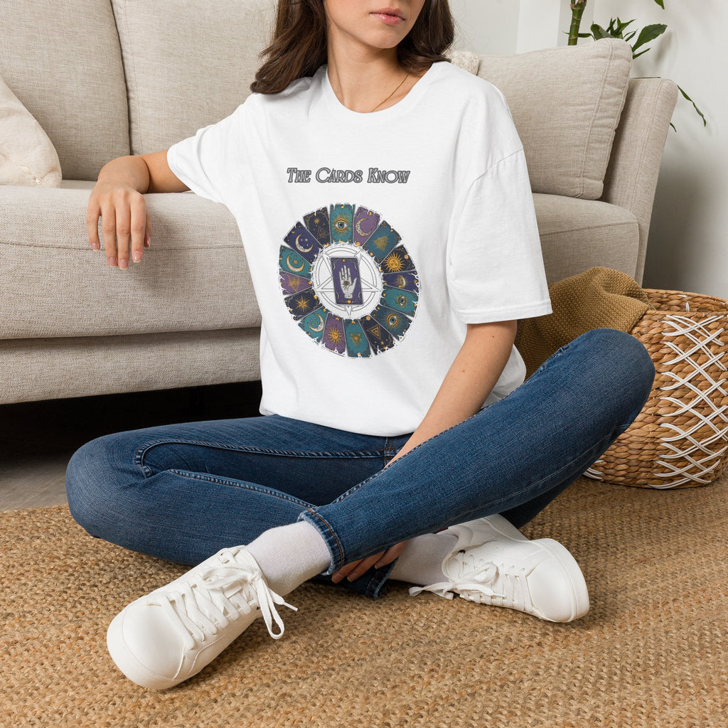 Tarot T-Shirt — "The Cards Know" Mystic Tarot Deck Circle Tee