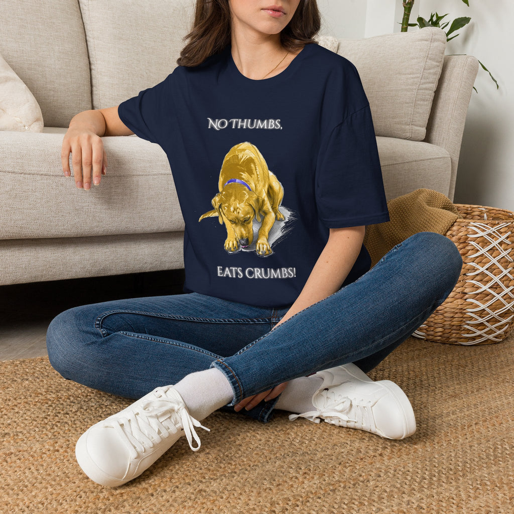 No Thumbs Eats Crumbs dog illustration T-Shirt | funny Labrador design