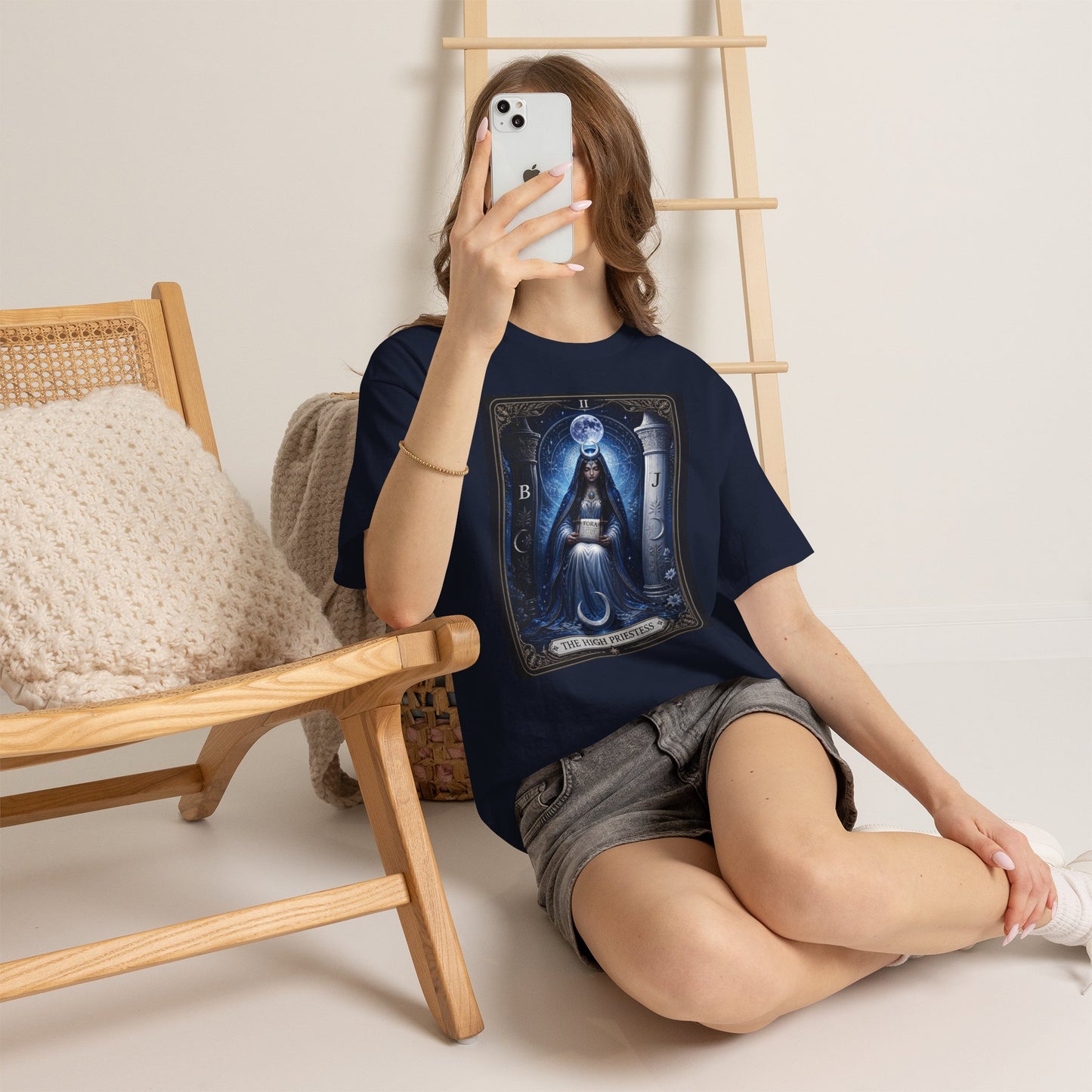 The High Priestess Tarot T-Shirt — Mystical Moon Spiritual Tee