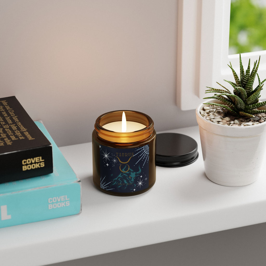 Taurus Scented Soy Candle — Amber Jar Zodiac Candle