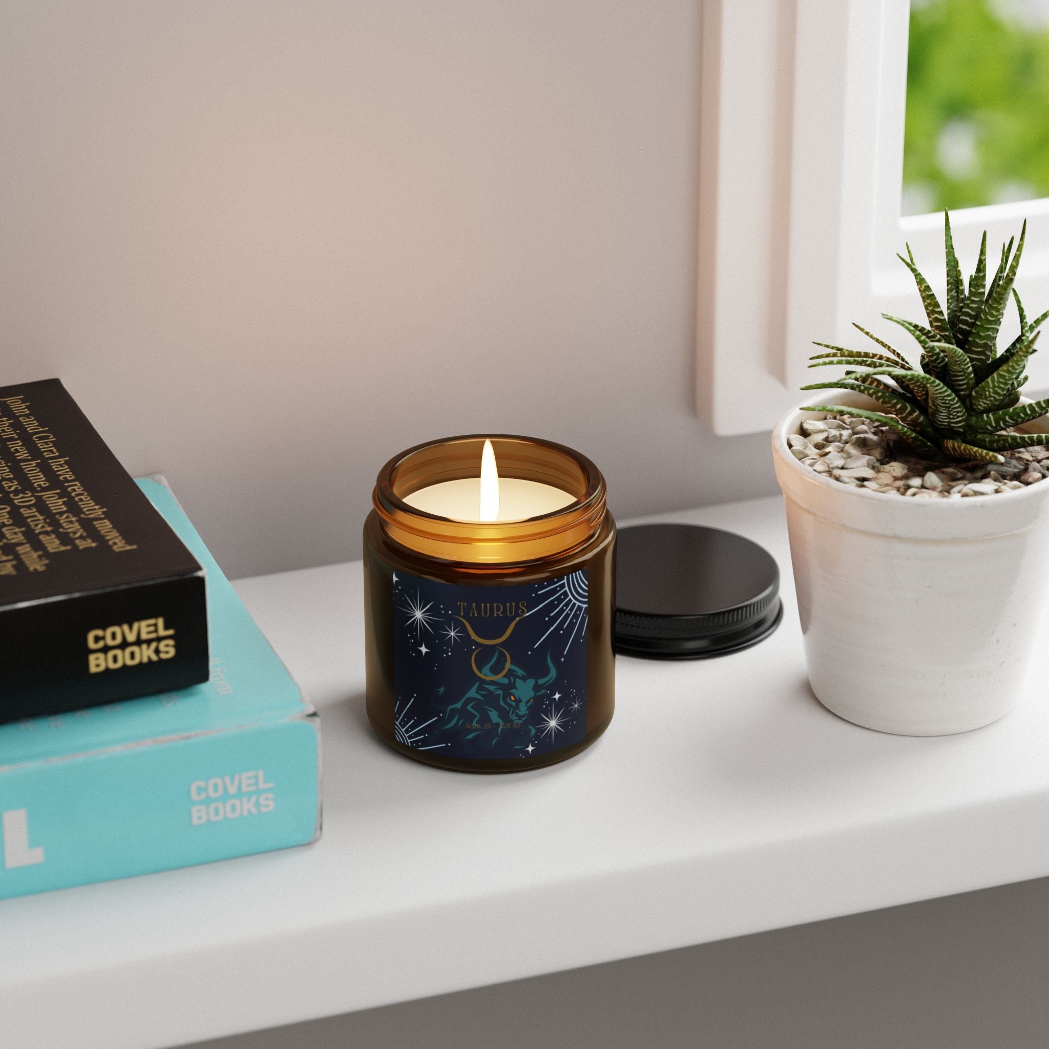 Taurus Scented Soy Candle — Amber Jar Zodiac Candle