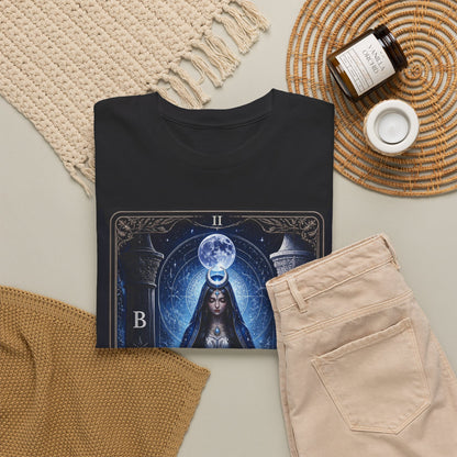 The High Priestess Tarot T-Shirt — Mystical Moon Spiritual Tee