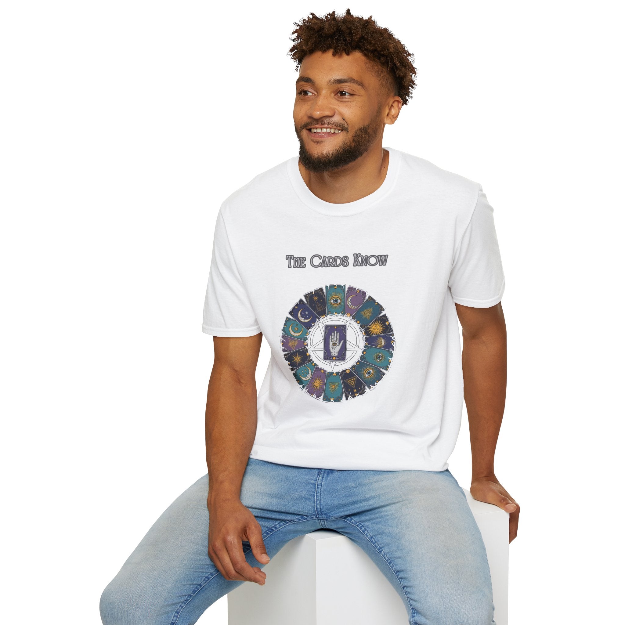 Tarot T-Shirt — "The Cards Know" Mystic Tarot Deck Circle Tee