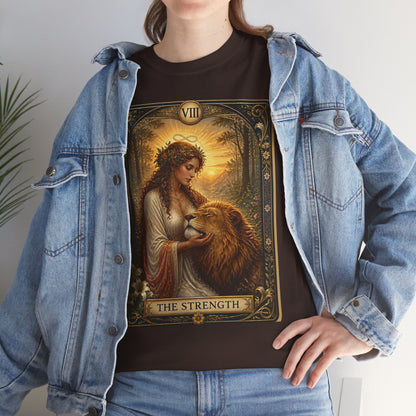 Tarot 'The Strength' T-Shirt — Mystical Lion Woman Card Tee