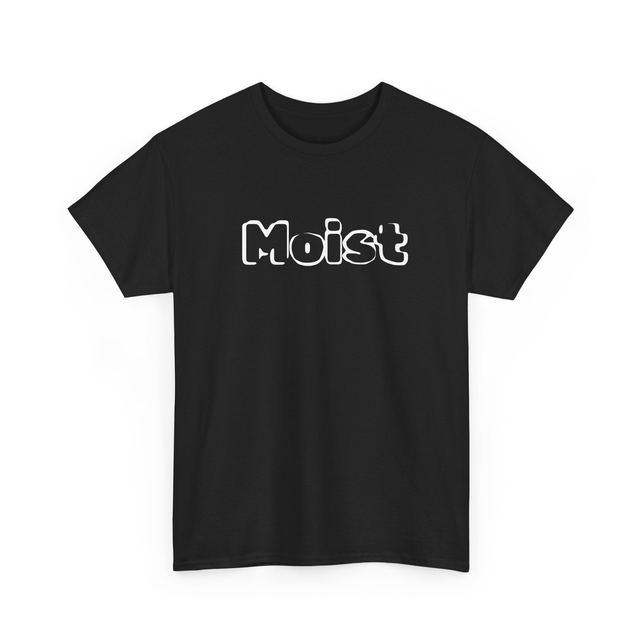 Moist Graphic Tee — Bold Retro Text Shirt