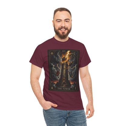 Tarot The Tower T-Shirt — Gothic Lightning Tarot Card Tee