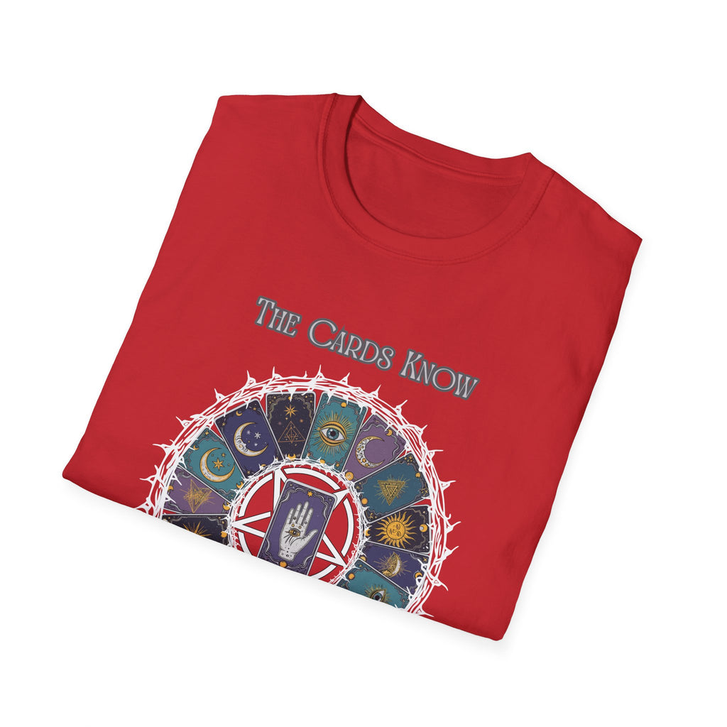 Tarot T-Shirt — "The Cards Know" Mystic Tarot Deck Circle Tee