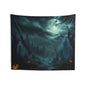 Ghostly Night Wall Tapestry — Spooky Halloween Moonlit Forest Scene