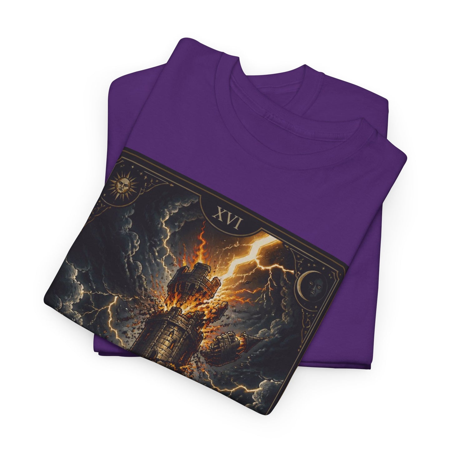 Tarot The Tower T-Shirt — Gothic Lightning Tarot Card Tee
