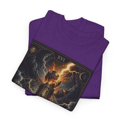 Tarot The Tower T-Shirt — Gothic Lightning Tarot Card Tee