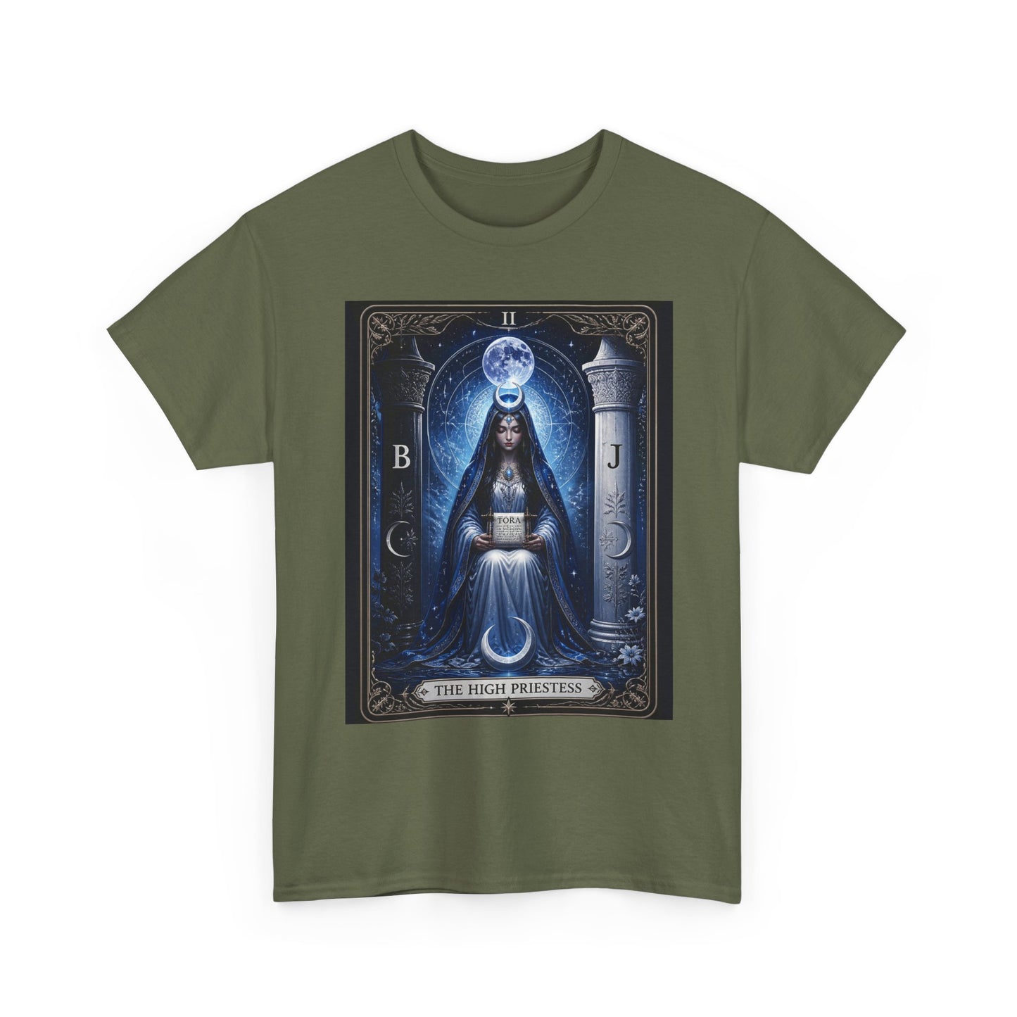 The High Priestess Tarot T-Shirt — Mystical Moon Spiritual Tee