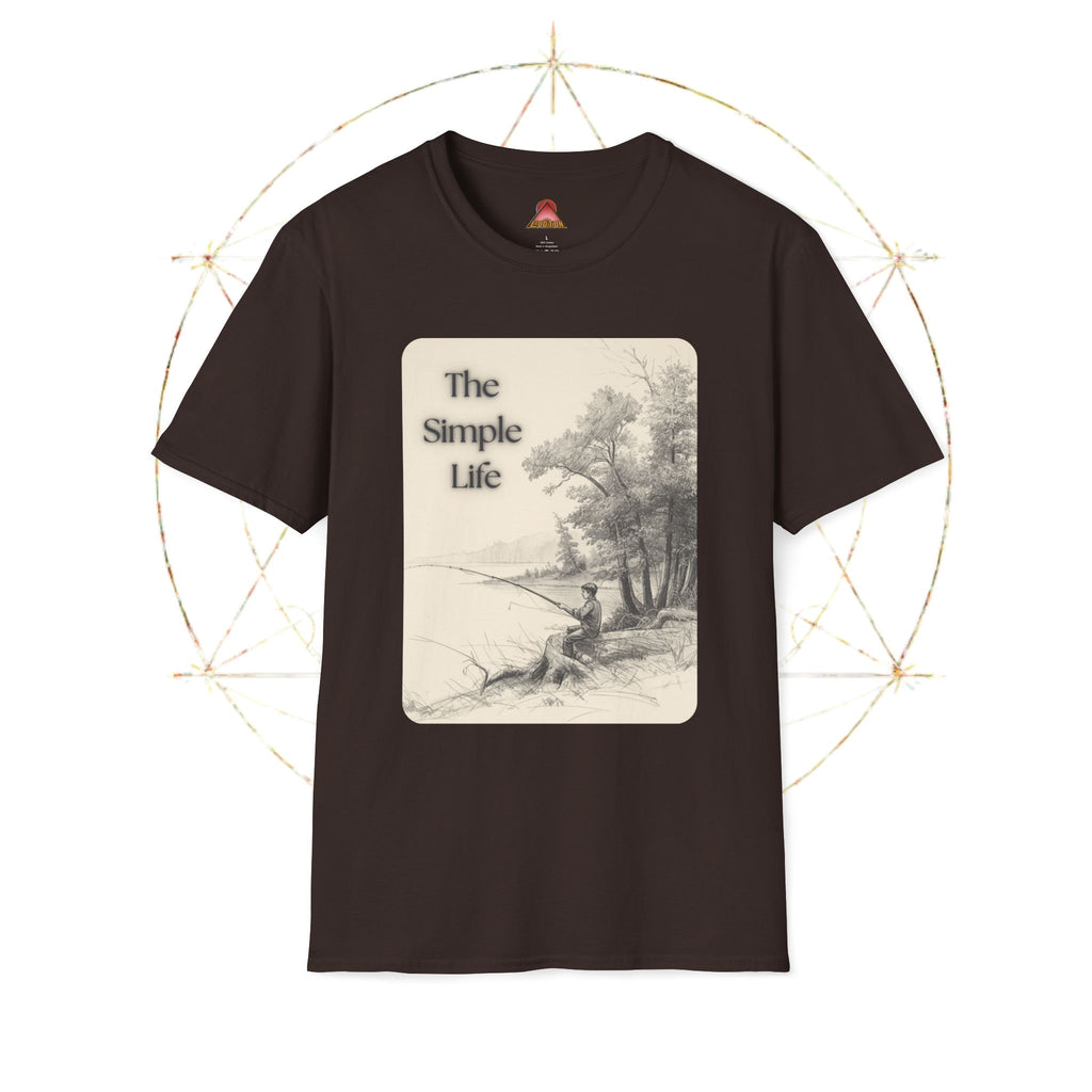 The Simple Life T-Shirt | Vintage Lake Fishing Scene, Retro Nature Illustration