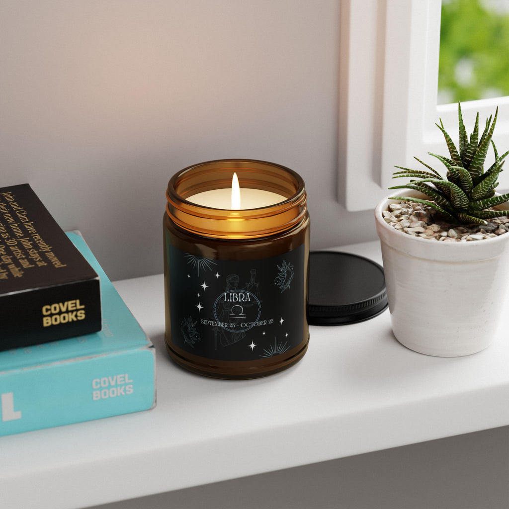 Libra Zodiac Soy Candle — Amber Jar Aromatherapy Candle (Scented)