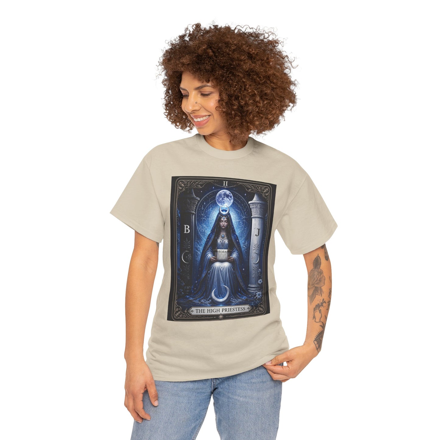 The High Priestess Tarot T-Shirt — Mystical Moon Spiritual Tee