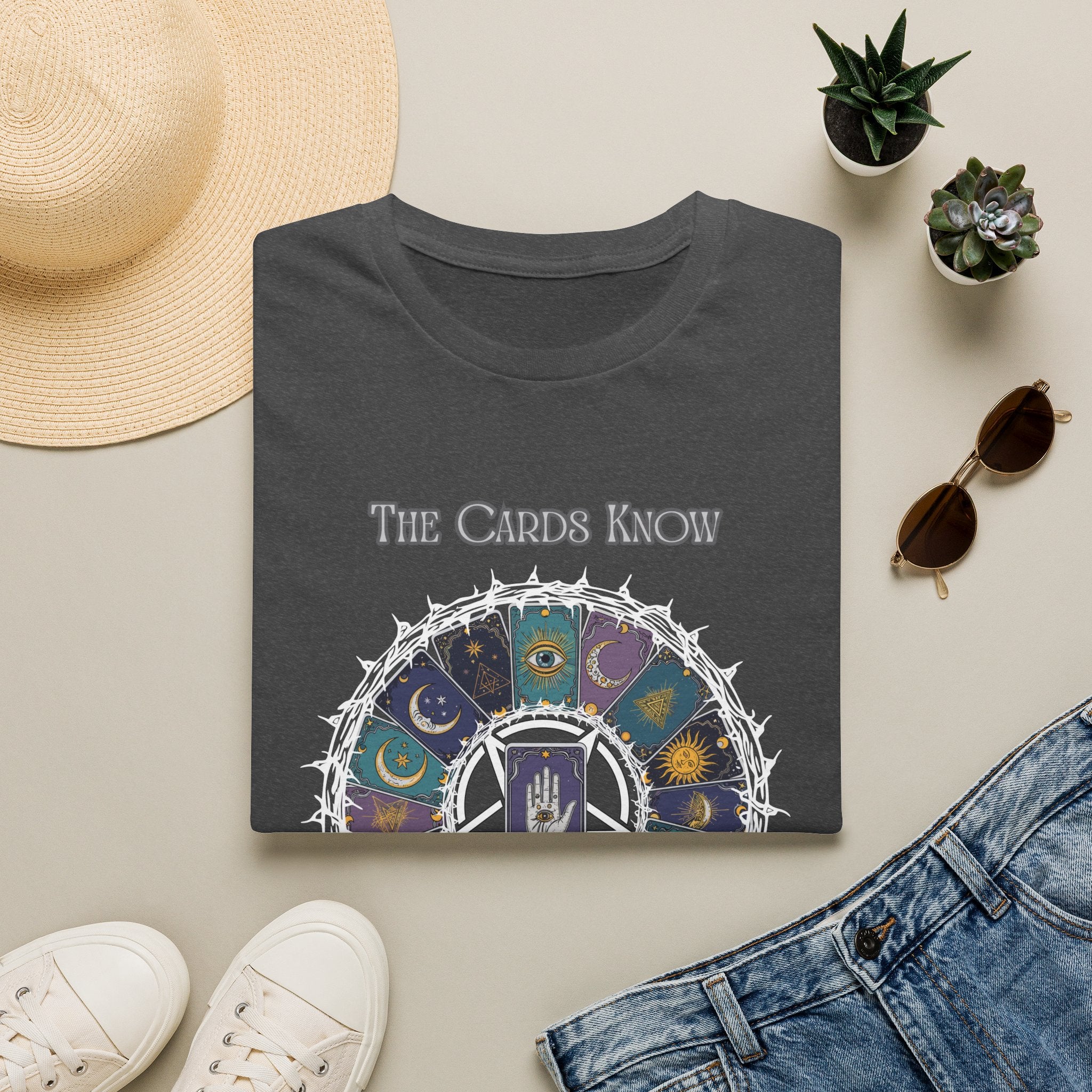 Tarot T-Shirt — "The Cards Know" Mystic Tarot Deck Circle Tee