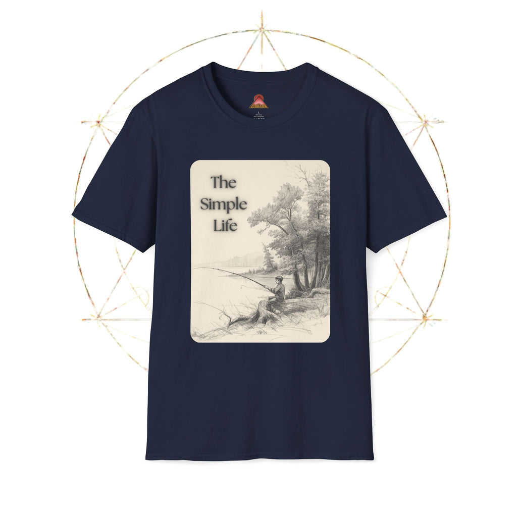 The Simple Life T-Shirt | Vintage Lake Fishing Scene, Retro Nature Illustration