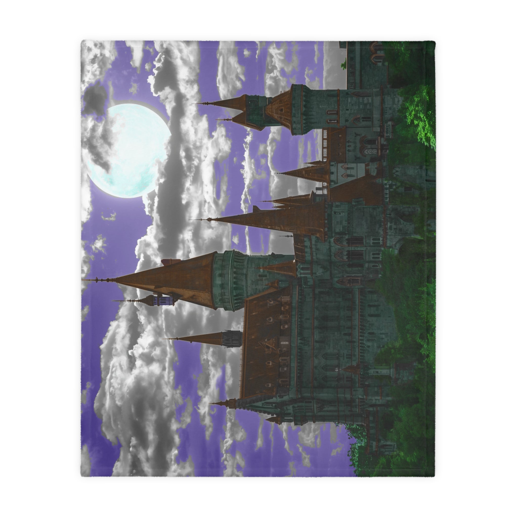 Moonlit Castle Velveteen Blanket — Gothic Fantasy Microfiber Throw