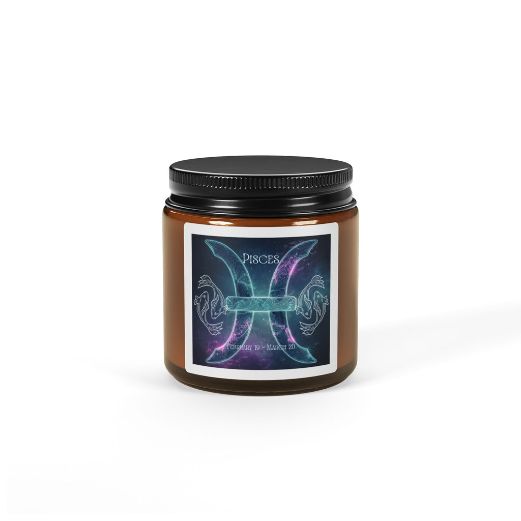 Pisces Zodiac Soy Candle — Amber Jar Scented Candle