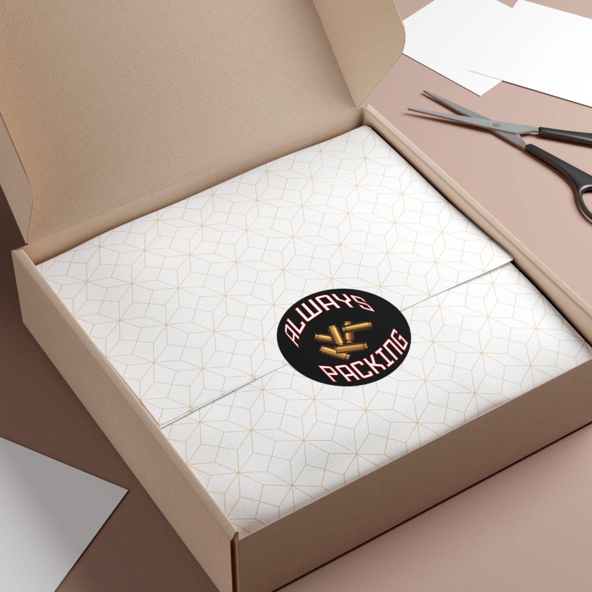Always Packing Round Sticker | Bullet Shells, Ammo Graphic, Vinyl Decal - Erudition Designs