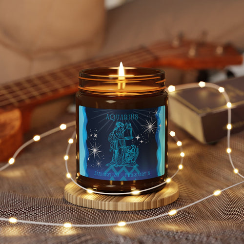 Aquarius Soy Candle — Amber Jar Zodiac Scented Candle - Erudition Designs