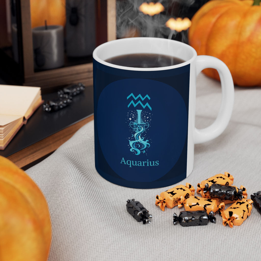 Aquarius Zodiac Ceramic Mug – Zodiac Coffee Cup - Erudition Designs