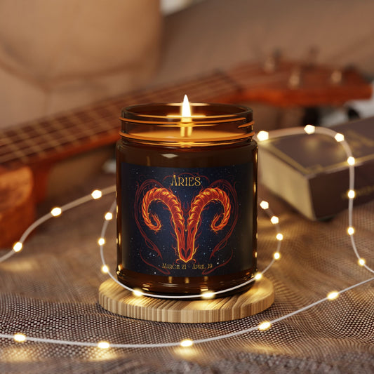 Aries Zodiac Soy Candle — Amber Jar Scented Candle (Multi-Size) - Home Decor - Printify