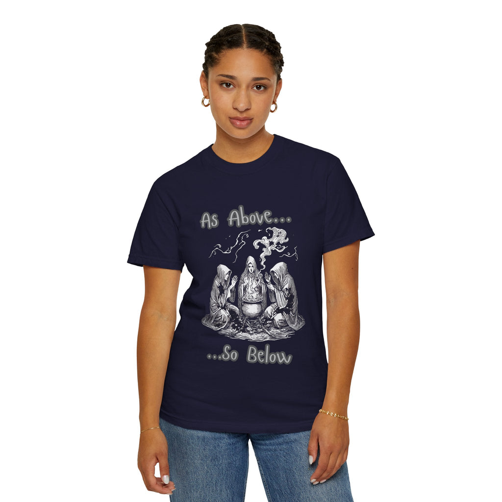 As Above So Below Ritual Scene T-Shirt | Occult Witchcraft Illustration - Erudition Designs