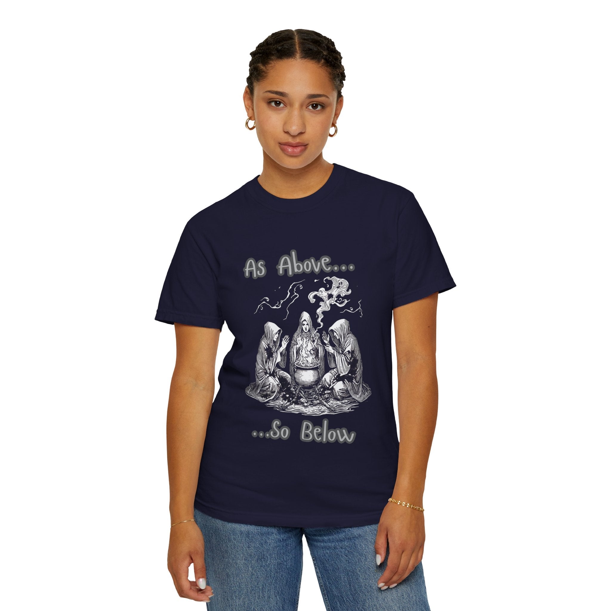 As Above So Below Ritual Scene T-Shirt | Occult Witchcraft Illustration - Erudition Designs