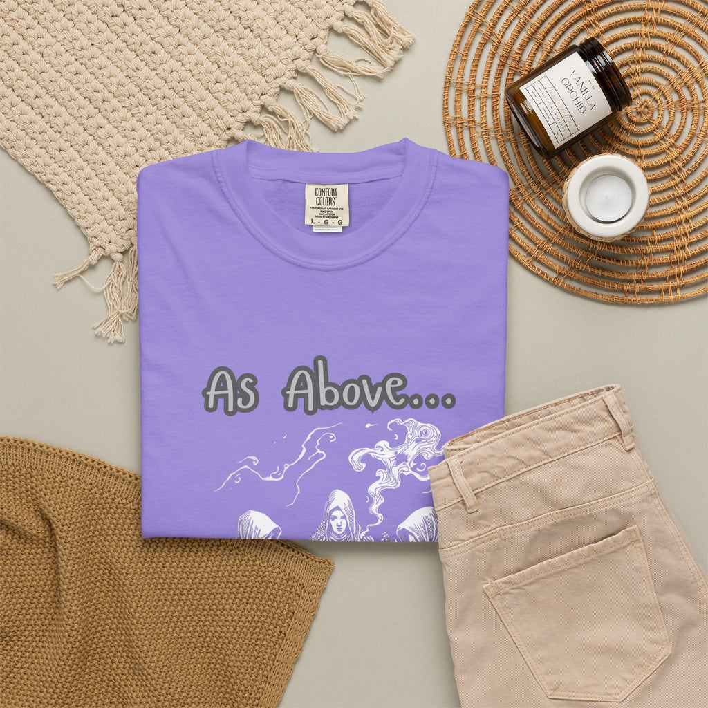As Above So Below Ritual Scene T-Shirt | Occult Witchcraft Illustration - Erudition Designs