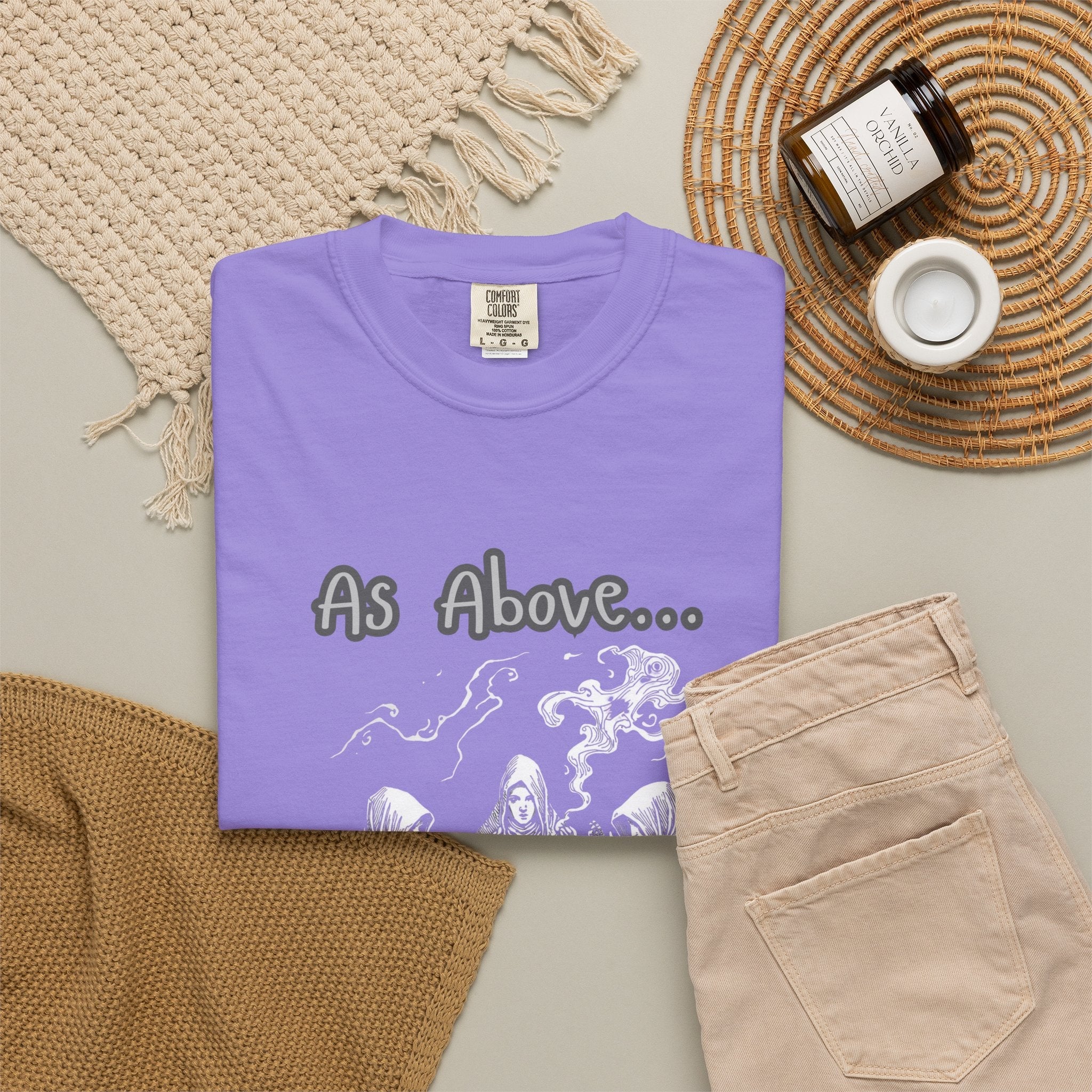 As Above So Below Ritual Scene T-Shirt | Occult Witchcraft Illustration - Erudition Designs