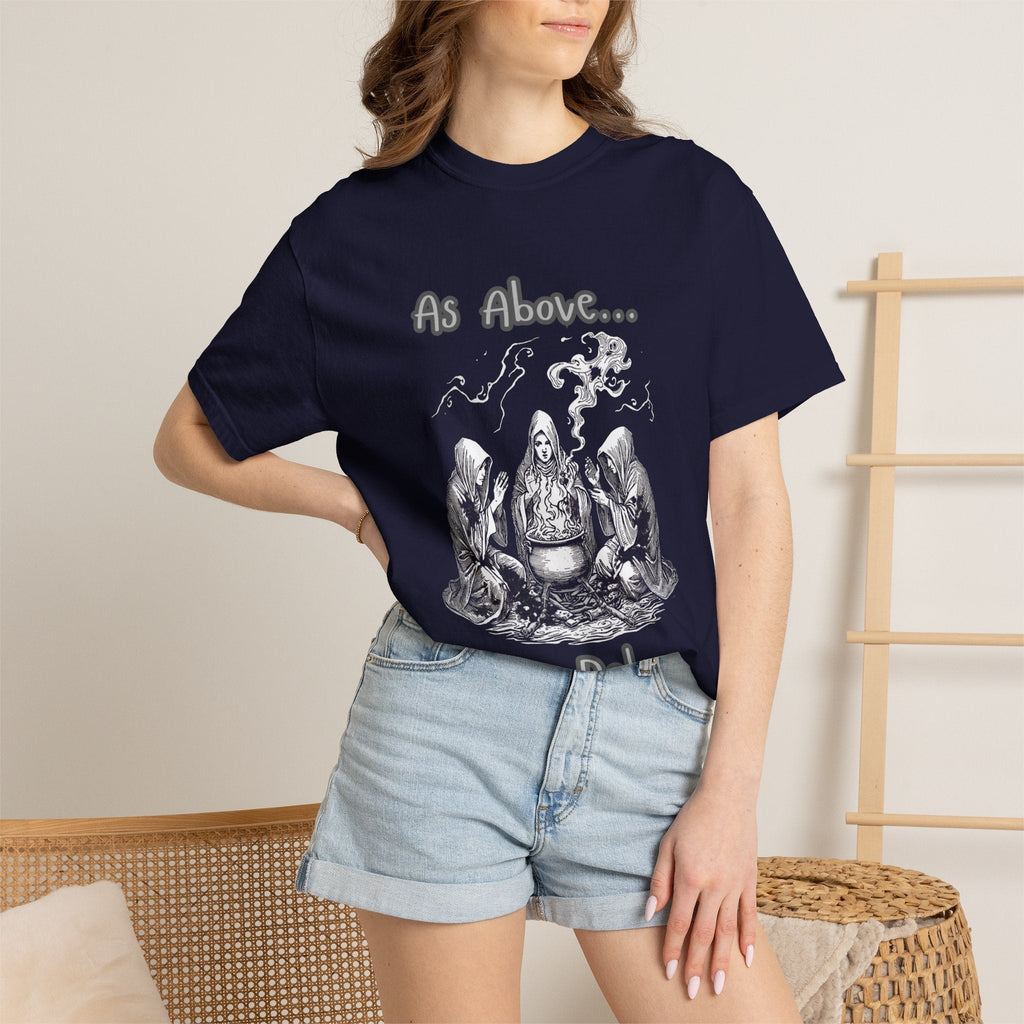 As Above So Below Ritual Scene T-Shirt | Occult Witchcraft Illustration - Erudition Designs