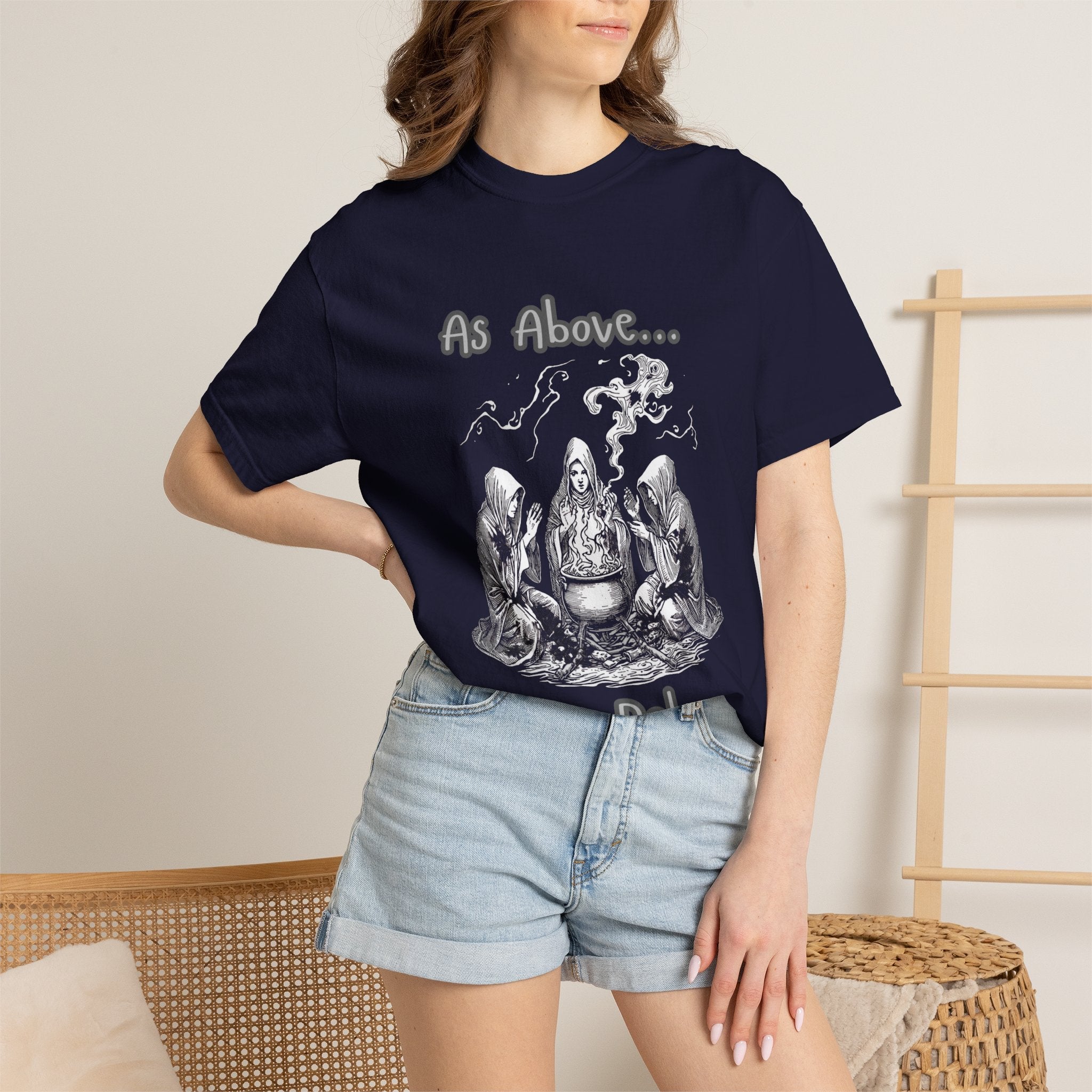 As Above So Below Ritual Scene T-Shirt | Occult Witchcraft Illustration - Erudition Designs