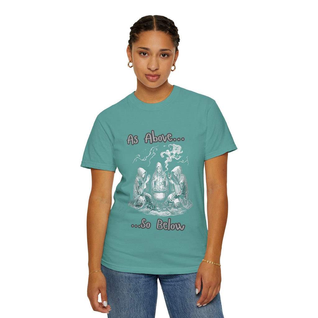 As Above So Below Ritual Scene T-Shirt | Occult Witchcraft Illustration - Erudition Designs