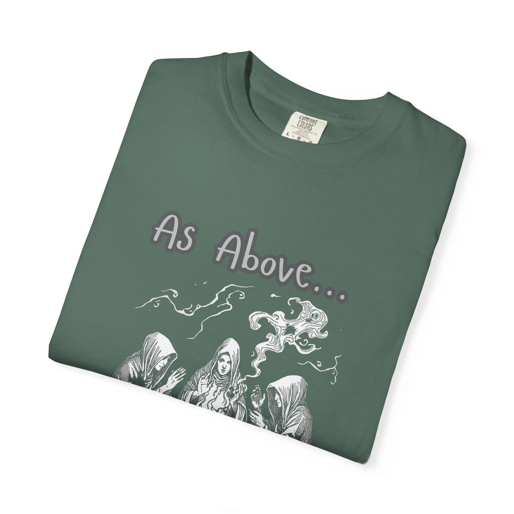 As Above So Below Ritual Scene T-Shirt | Occult Witchcraft Illustration - Erudition Designs