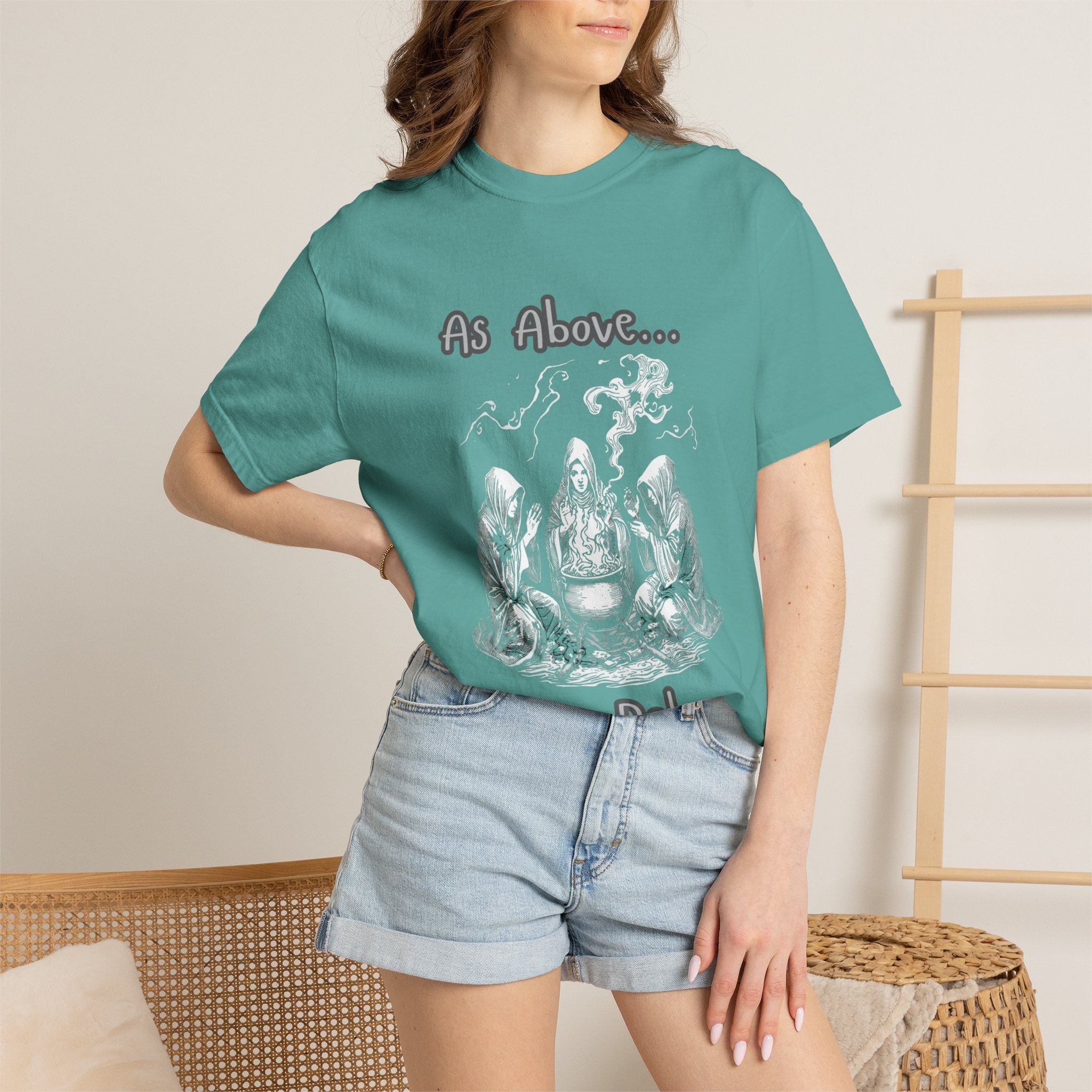As Above So Below Ritual Scene T-Shirt | Occult Witchcraft Illustration - Erudition Designs