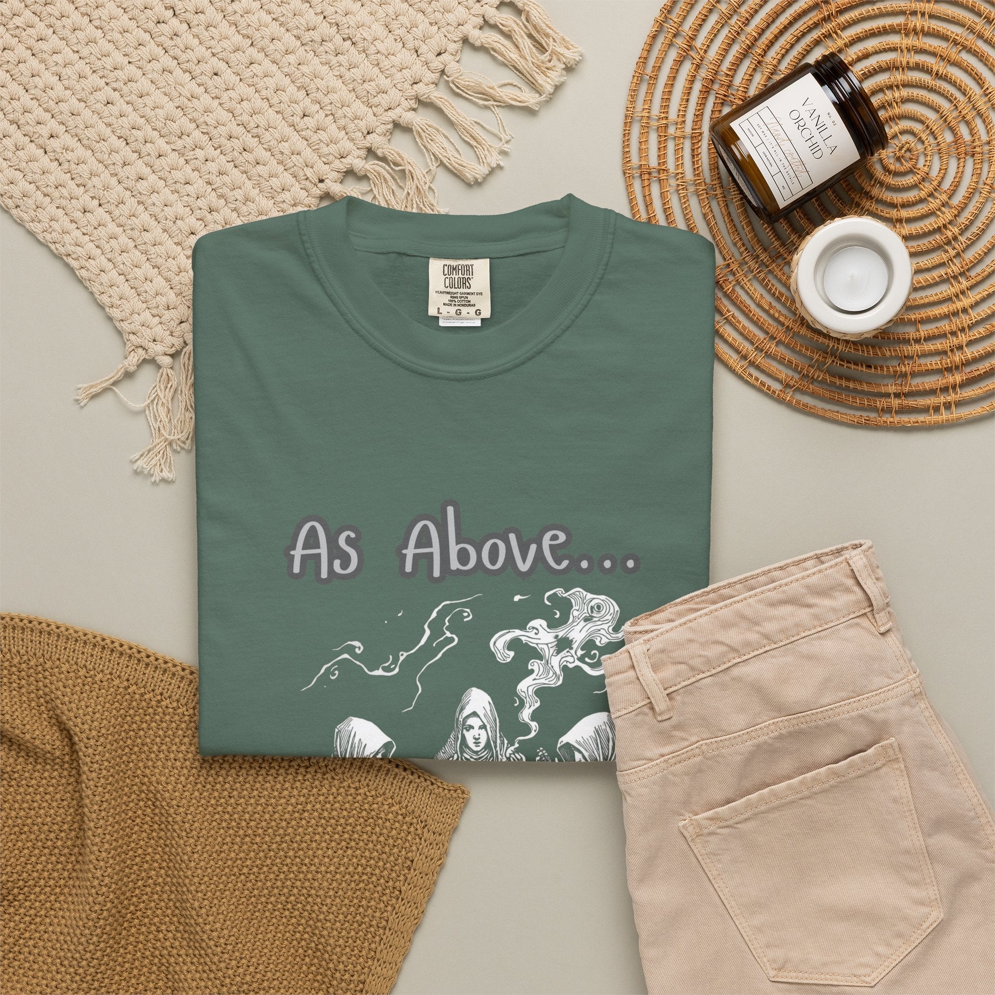 As Above So Below Ritual Scene T-Shirt | Occult Witchcraft Illustration - Erudition Designs