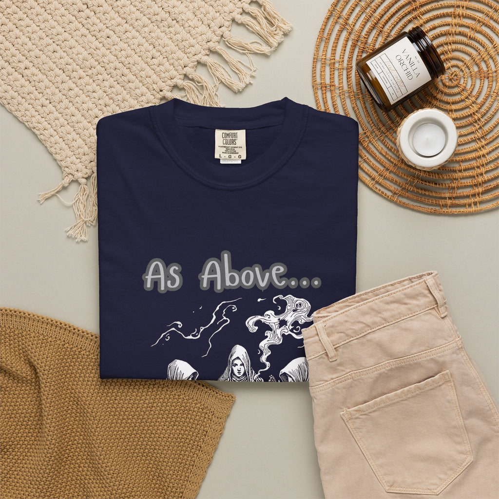 As Above So Below Ritual Scene T-Shirt | Occult Witchcraft Illustration - Erudition Designs