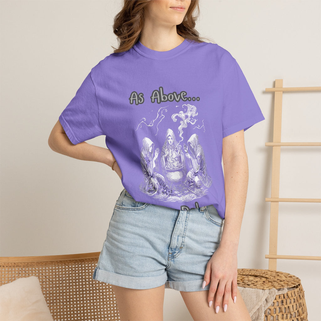 As Above So Below Ritual Scene T-Shirt | Occult Witchcraft Illustration - Erudition Designs