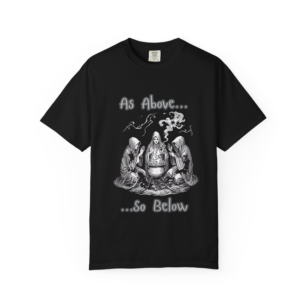 As Above So Below Ritual Scene T-Shirt | Occult Witchcraft Illustration - Erudition Designs